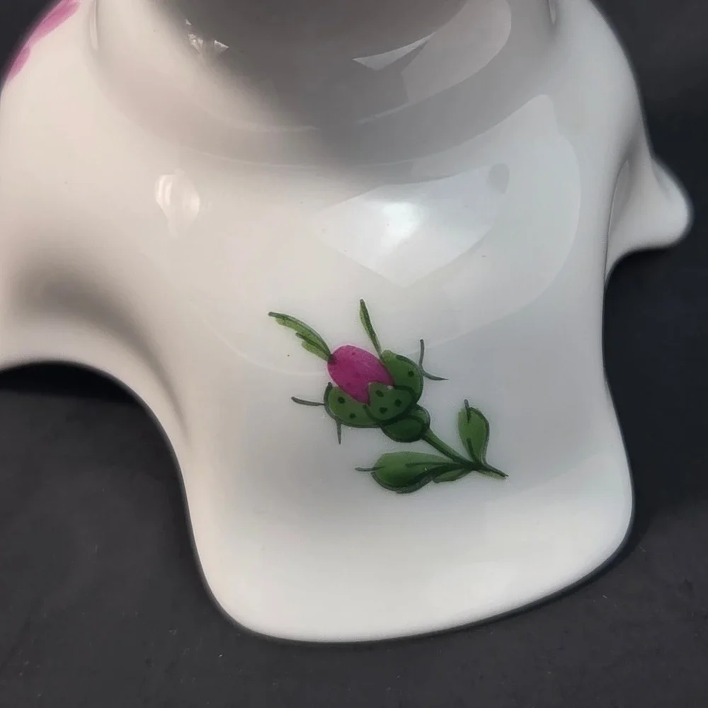 Augarten Wien Wiener Rose Candlestick Holder Vienna Porcelain 5089 Hand Painted